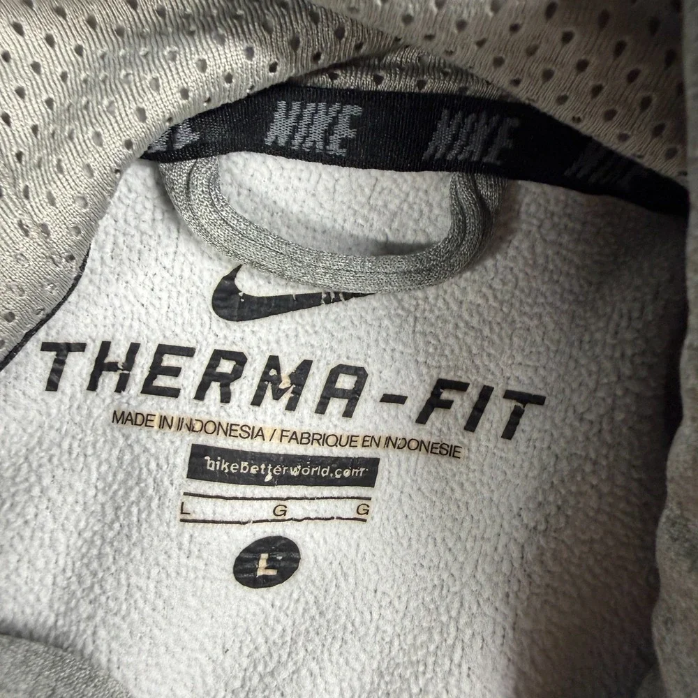 Nike Hoodie Mens L Gray Therma-Fit Full Zip Mesh Hood Performance‎ Sweatshirt